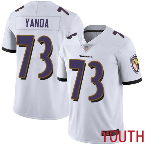Baltimore Ravens Limited White Youth Marshal Yanda Road Jersey NFL Football #73 Vapor Untouchable->youth nfl jersey->Youth Jersey